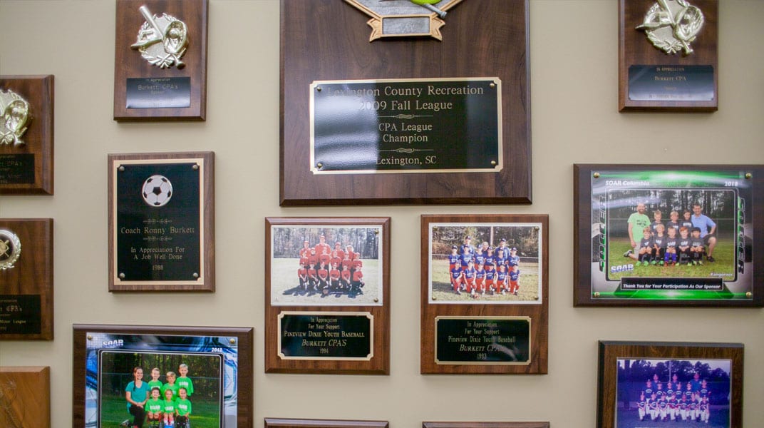 Pictures and Trophies on the wall