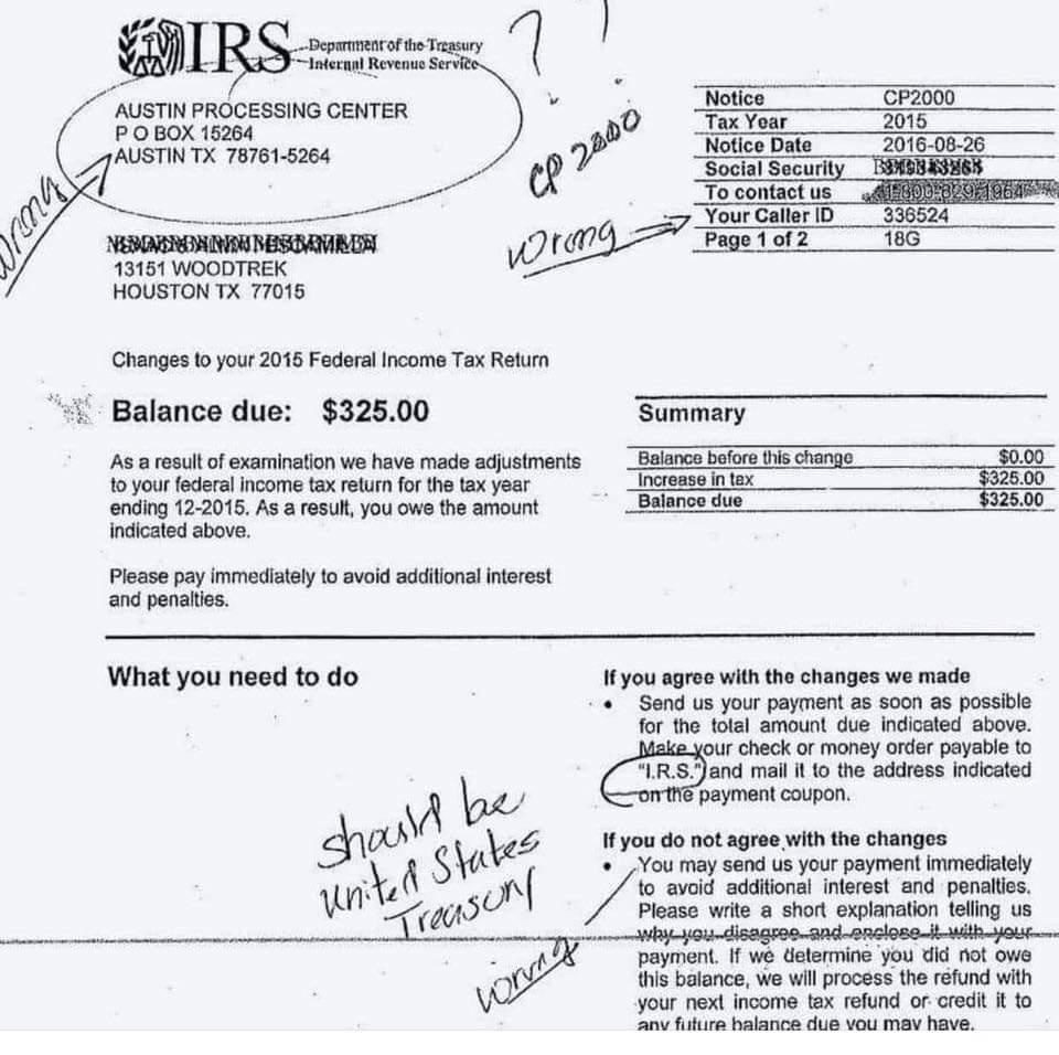 IRS scam mail