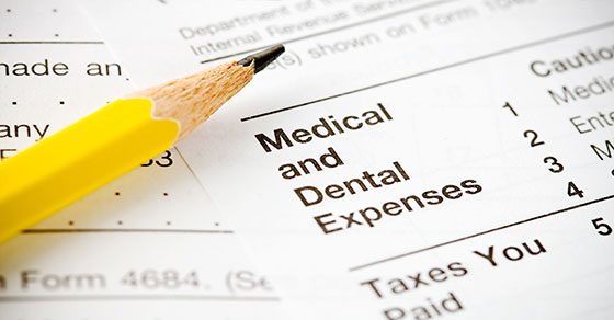 Pencil over the medical and dental expenses section of a tax return