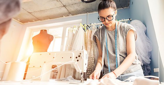 woman working at a sewing machine