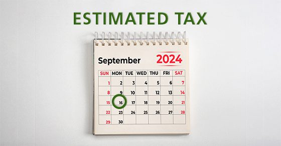 Calendar with text "Estimated Tax" above