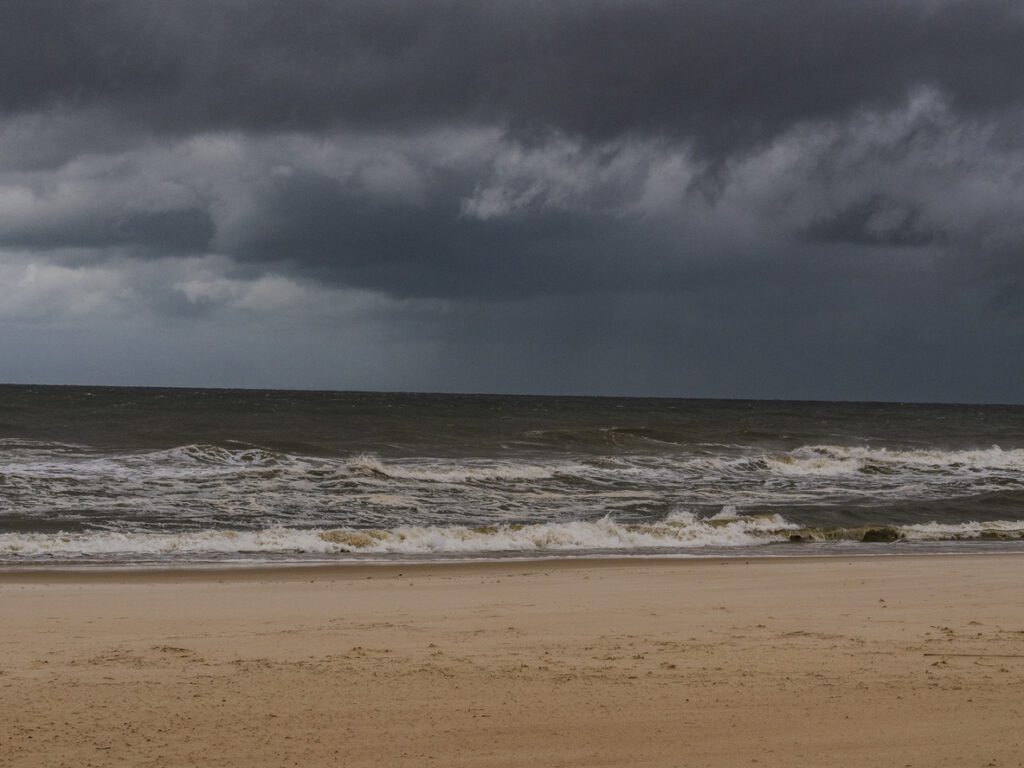 Hurricane Debby approaches St George Island Florida creating unusually high surf conditions