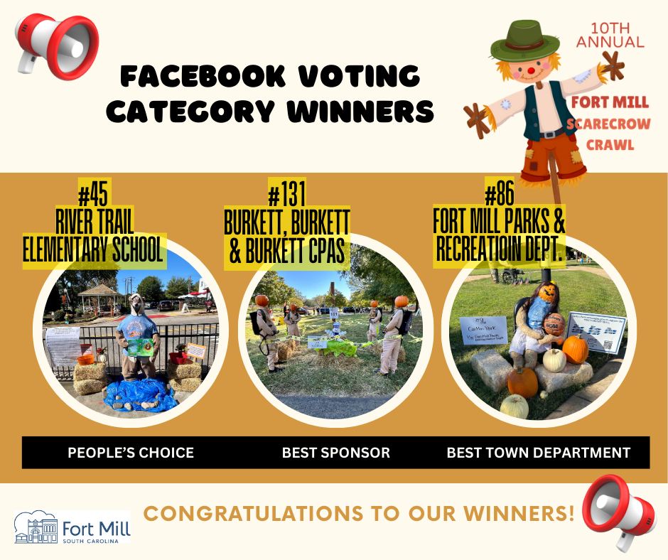 Fort Mill Scarecrow Crawl 2024 Facebook Voting Winnders